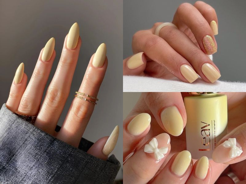 nail vàng nude hợp mệnh kim