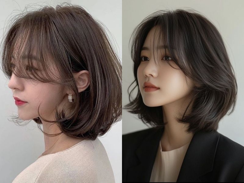 Tóc ngắn uốn cúp mái thưa