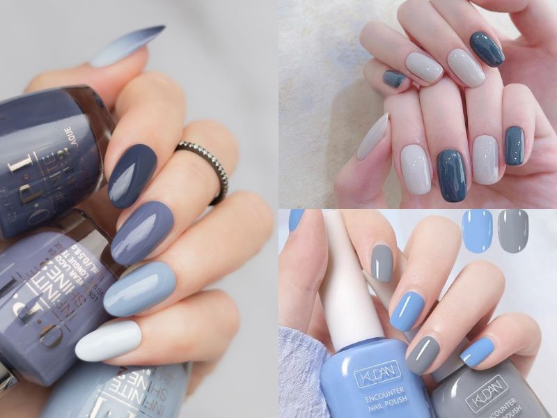 Nail xanh dương nhạt hợp mệnh mộc