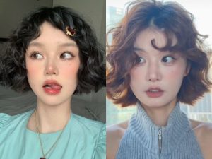 Tóc ngắn uốn xoăn rất phù hợp với mặt tròn 