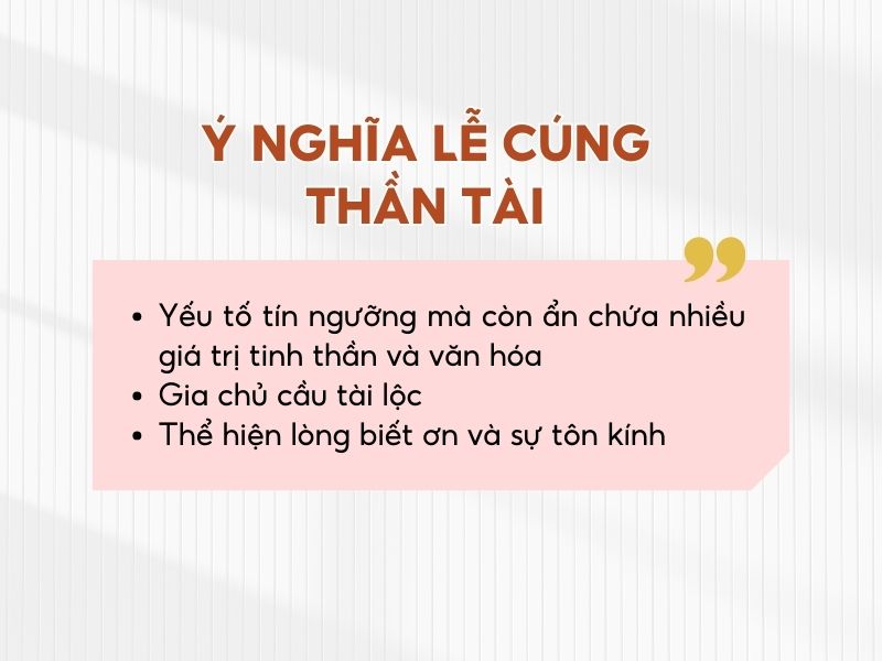 Ý nghĩa lễ cúng thần tài 