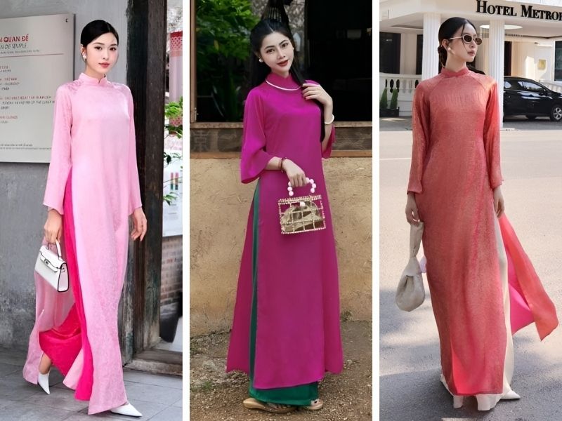 Áo dài màu hồng 