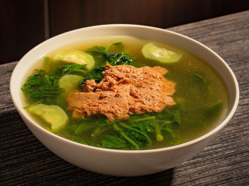 Canh cua mồng tơi