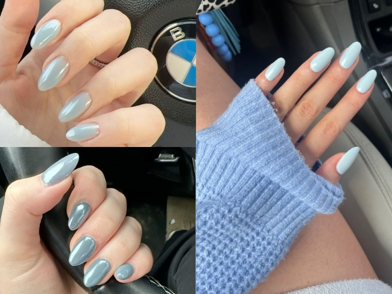 Nail xanh pastel phong cách Hàn Quốc