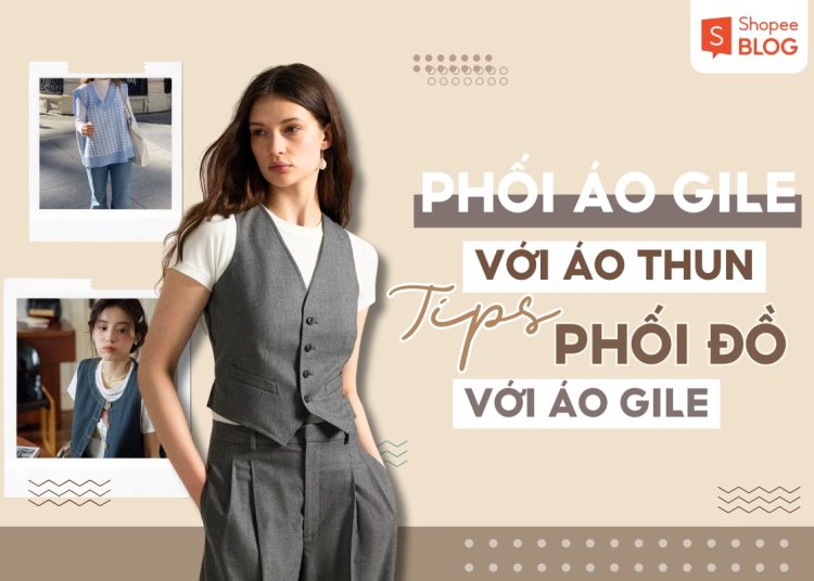 phối áo gile với áo thun