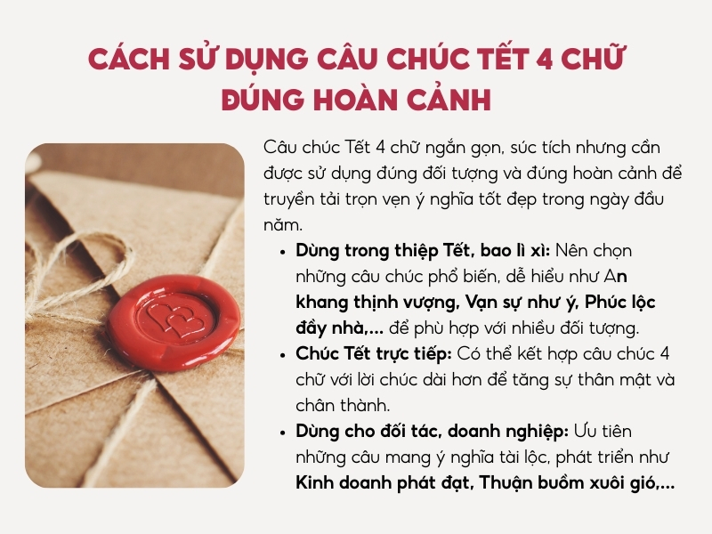 Cách sử dụng câu chúc Tết 4 chữ đúng hoàn cảnh