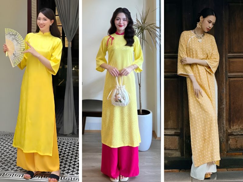 Chọn áo dài màu vàng cho người mệnh Thổ