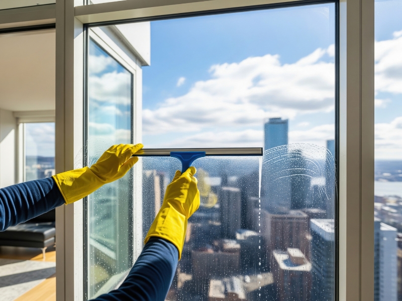 Lau chùi cửa kính ngày Tết