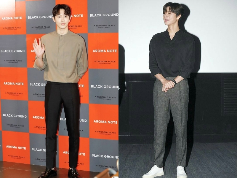 Mix áo cổ tàu (Mandarin collar) với quần tối màu 