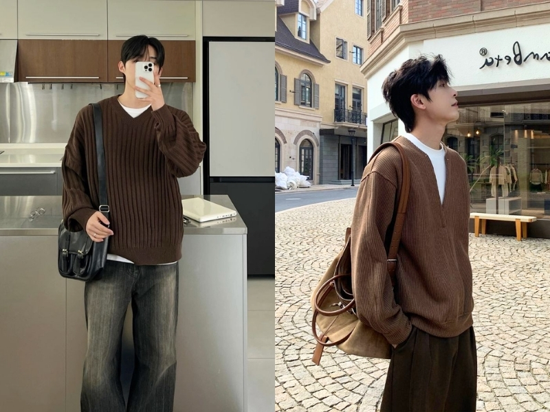 Phối đồ với màu nâu cho nam mệnh Mộc cho nam