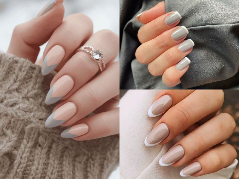 Đầu móng ánh kim, nền nude hợp mệnh kim