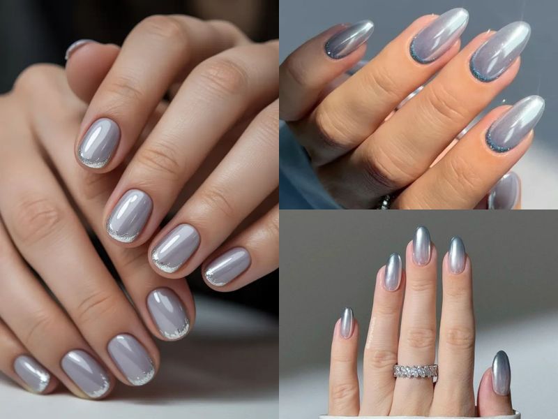 Nail tráng gương xanh lá 