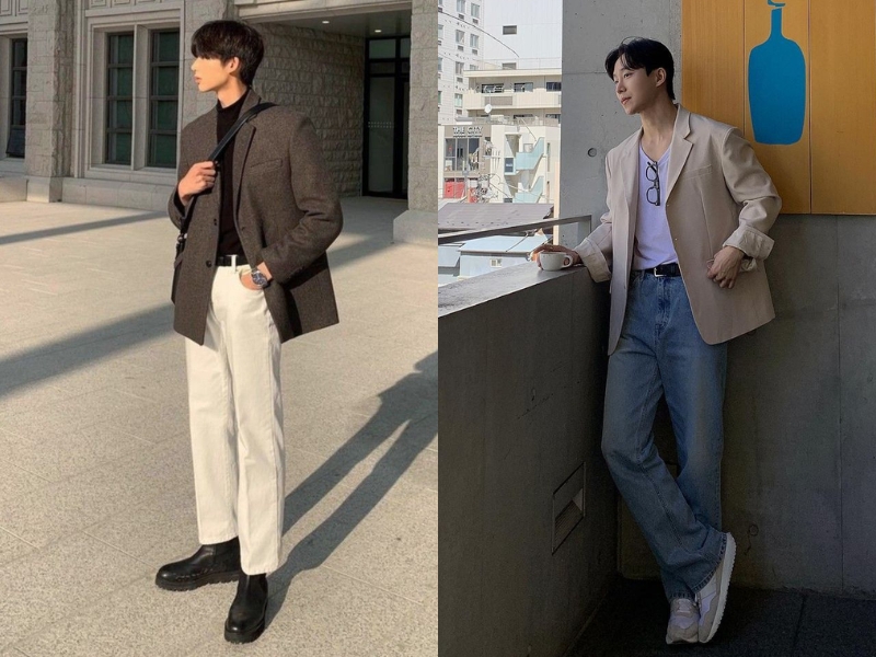 Phối áo blazer cùng quần tây nam