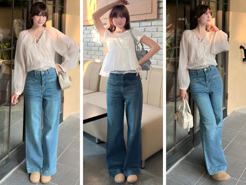 Phối áo trắng và quần jean