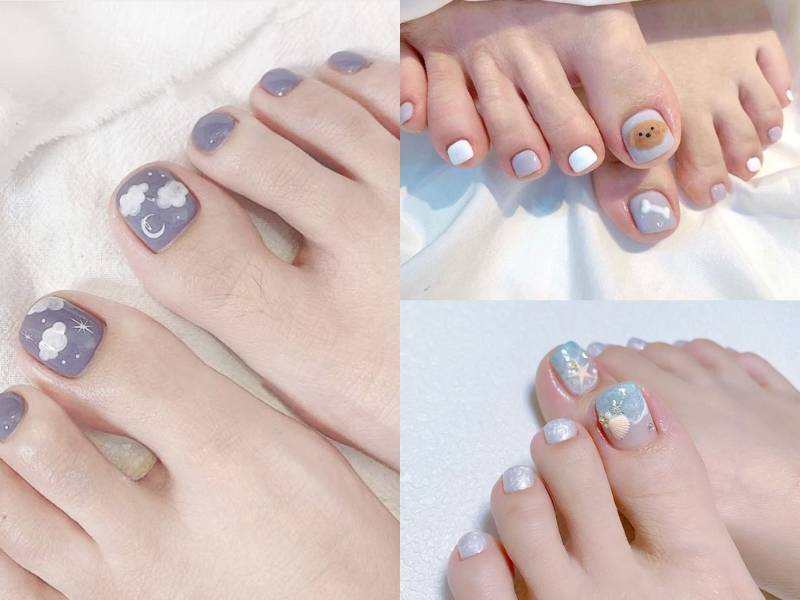 Mẫu móng chân Tết cho học sinh sinh viên