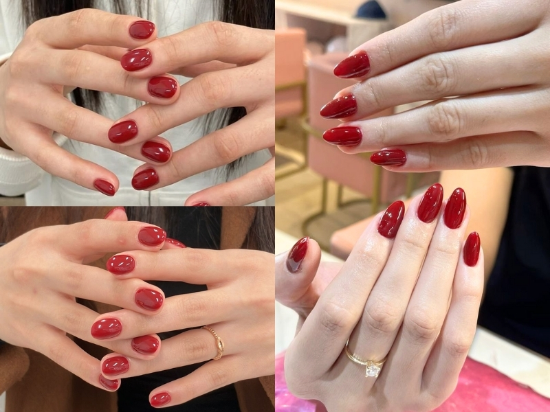 Nail đỏ bóng trơn classic