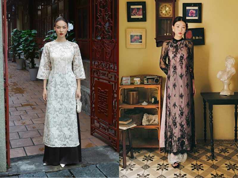Áo dài cách tân chất liệu ren là mẫu áo dài mới năm 2026