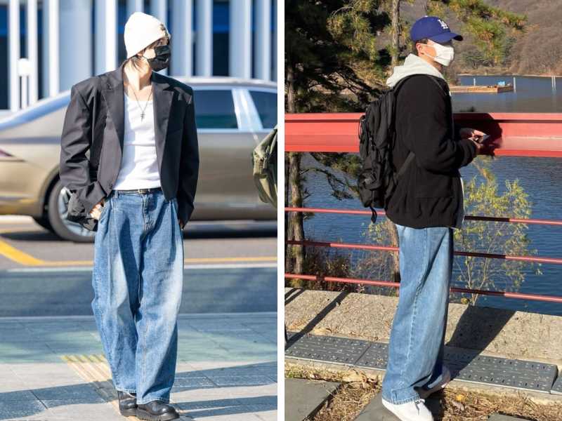 Phối áo blazer với quần jean ống rộng cho nam