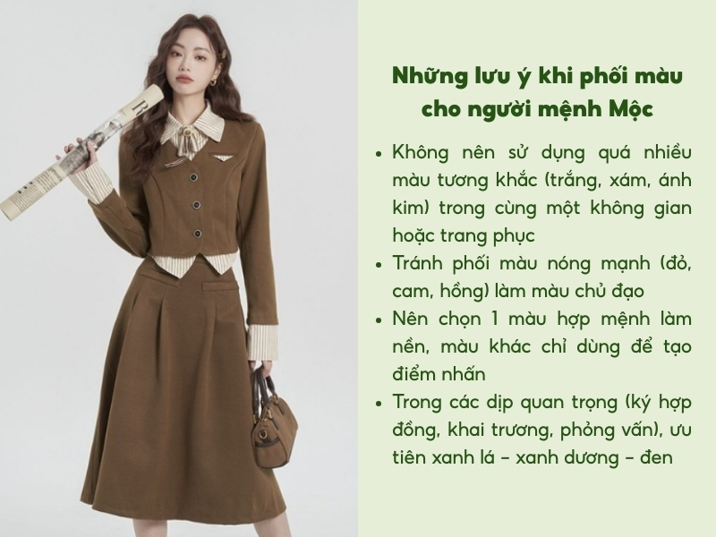 Những lưu ý khi phối màu cho người mệnh Mộc