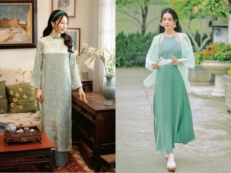 Áo dài màu xanh ngọc bích