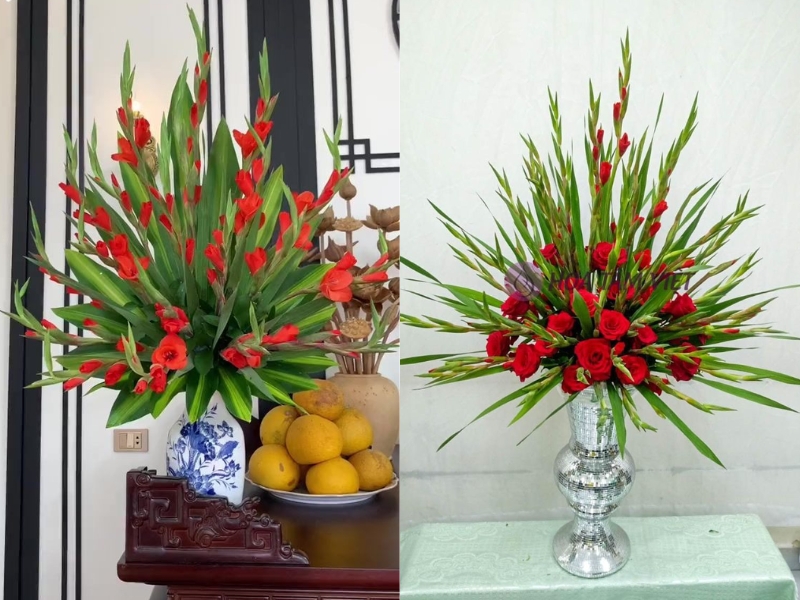 Cách cắm hoa lay ơn để bàn thờ