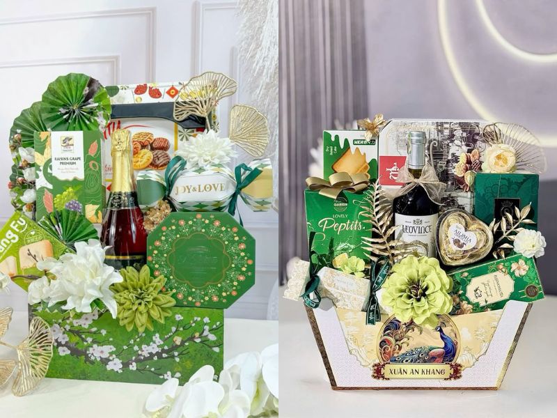 tháp bánh màu xanh