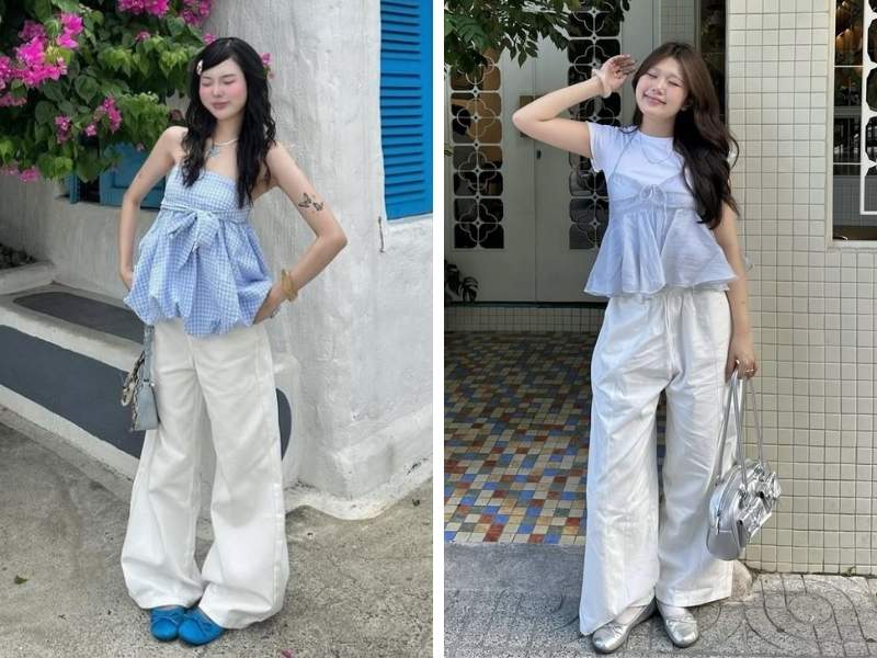 Mix đồ với giày búp bê và quần kaki