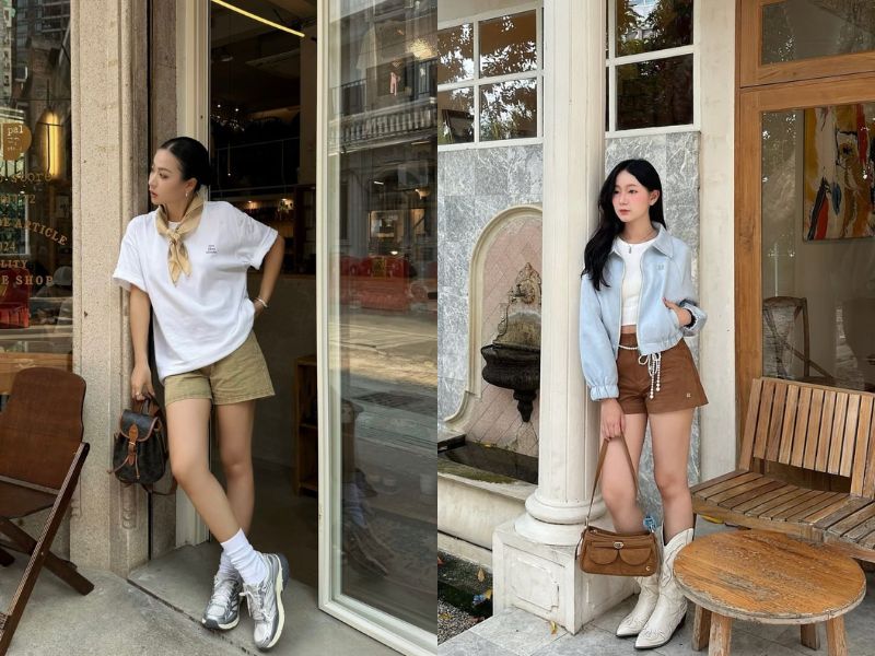 phối đồ cute nữ với quần short