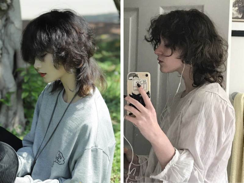 Mẫu xoăn hippie cho tóc ngắn dáng mullet