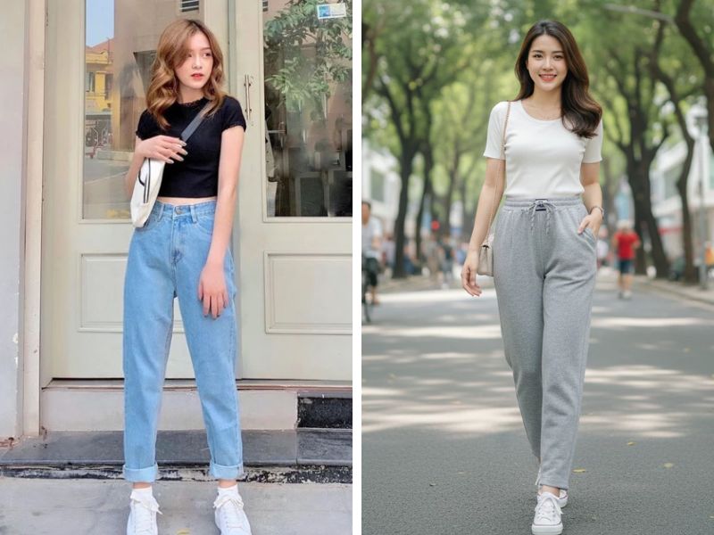 Phối quần baggy và áo thun