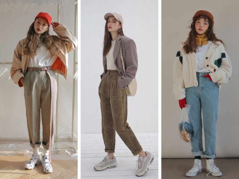 Phối quần baggy cùng với áo khoác 