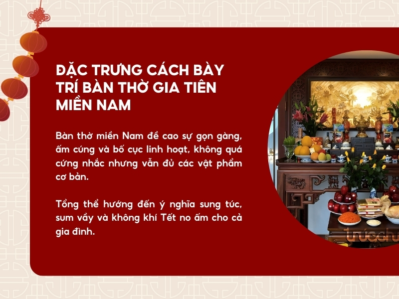 Đặc trưng trong cách bày trí bàn thờ gia tiên miền Nam