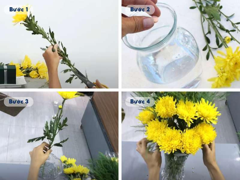 Cách cắm hoa bàn thờ ngày Tết với hoa cúc