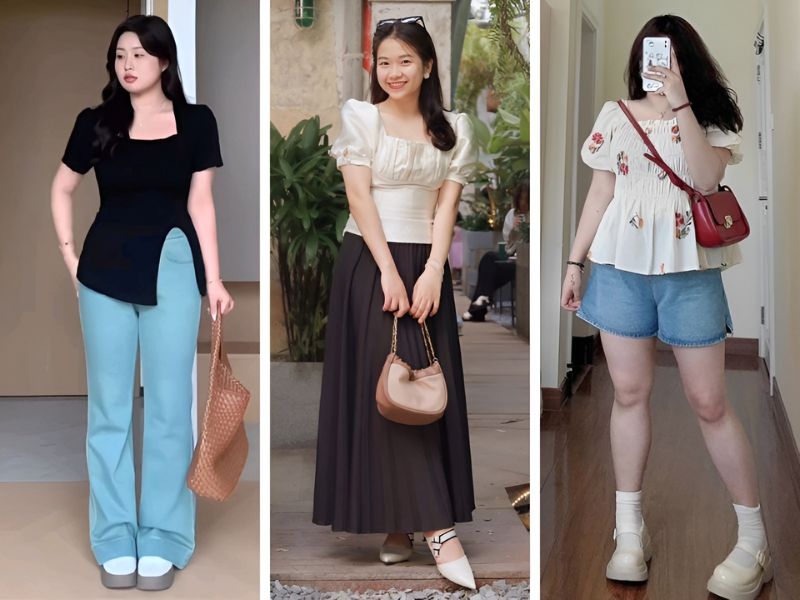 Nữ vai rộng bắp tay to mặc áo cổ vuông 