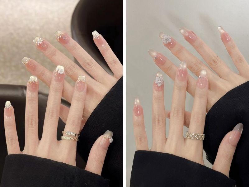 Mẫu sơn gel thạch mắt mèo đắp hoa nổi