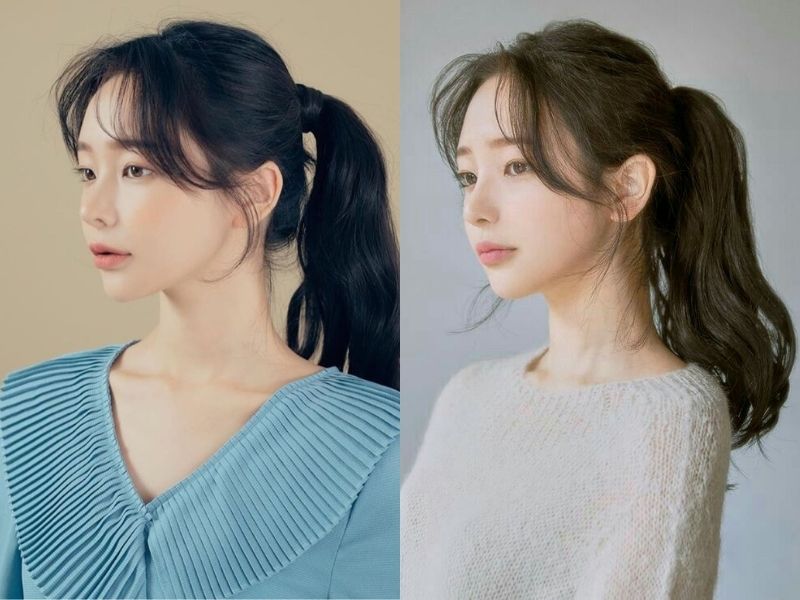 tóc mái bau uốn nhẹ