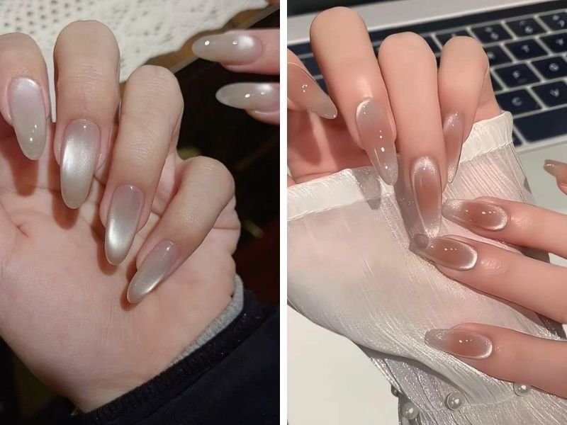 Mẫu nail thạch mắt mèo đơn giản
