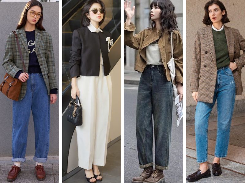 Phối quần baggy và các kiểu áo khoác 