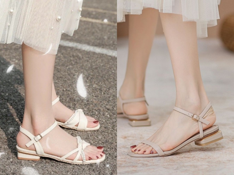 Sandal có gót quai mảnh