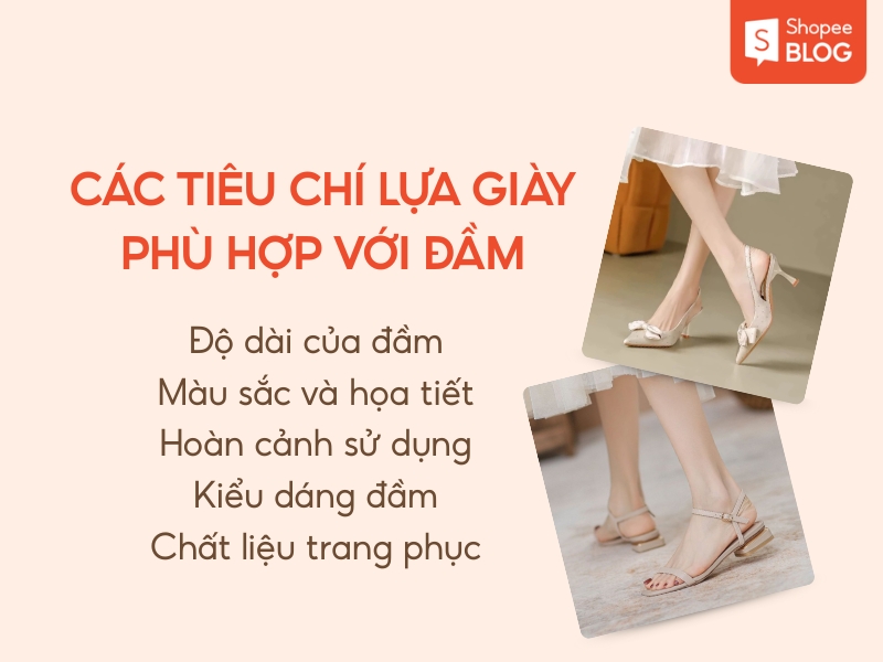 tiêu chí lựa giày phù hợp với đầm