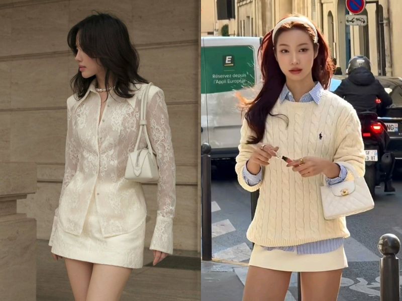 váy ngắn phối người lùn 1m50