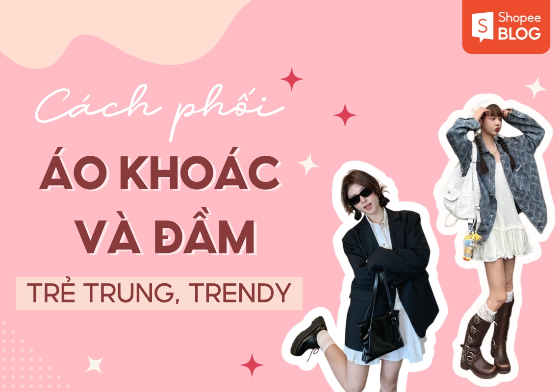 cách phối áo khoác với đầm