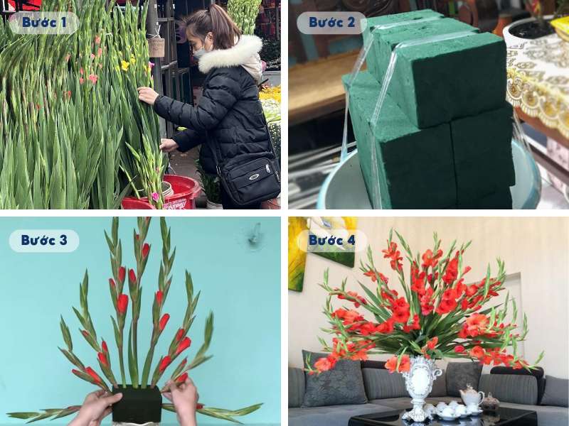 Cách cắm hoa bàn thờ ngày Tết với lay ơn