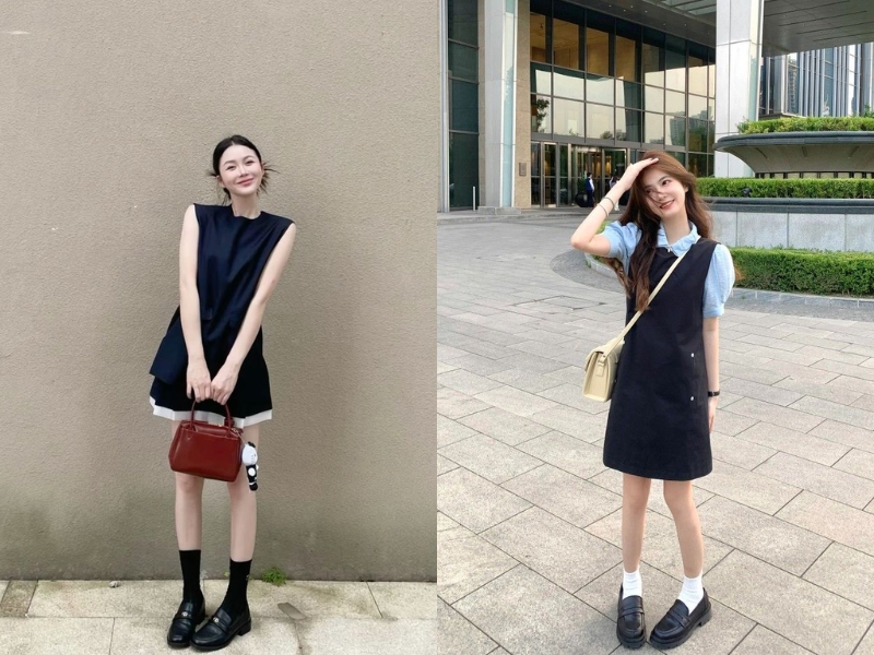 giày loafer phối cùng đầm tiểu thư