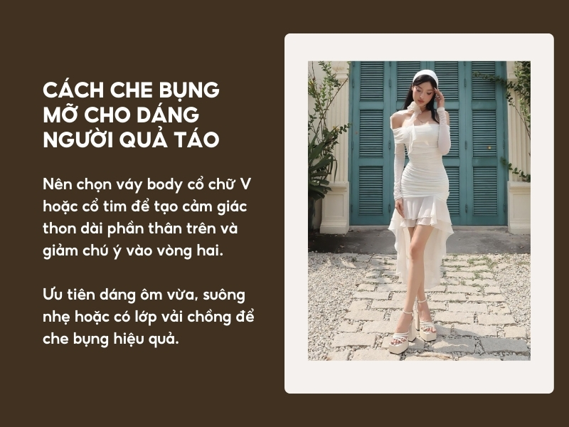 Chọn váy body cho dáng người quả táo