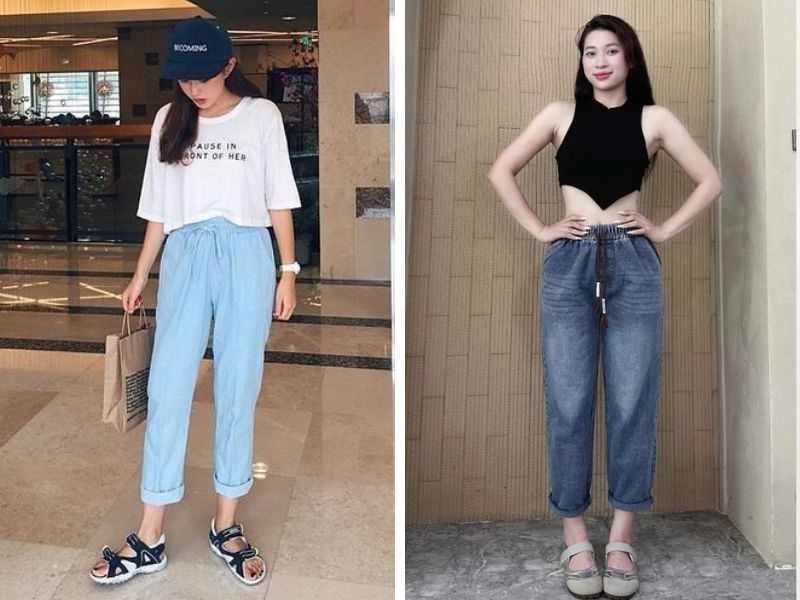 Phối quần baggy và áo croptop 