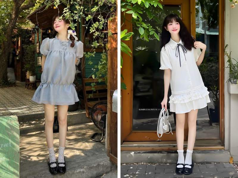 Cách mix đồ với giày búp bê cho người lùn