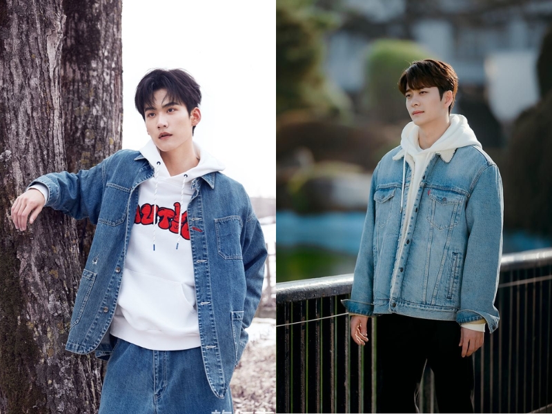 Phối đồ với áo khoác jean và hoodie 
