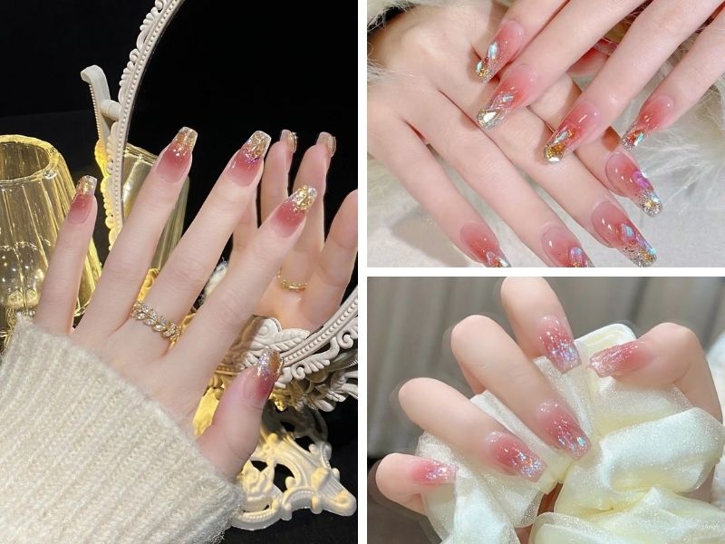 Mẫu nail thạch mắt mèo khảm xà cừ