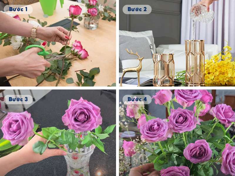Cách cắm hoa bàn thờ ngày Tết với hoa hồng